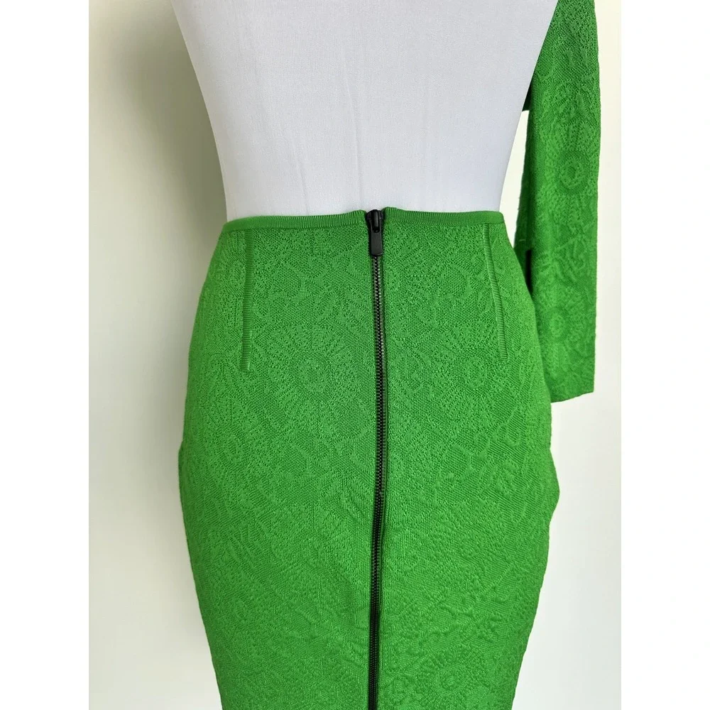 RET $2500 Paula Hian Green Skirt and Asymmetrical Jacket 2pc Set Size Small